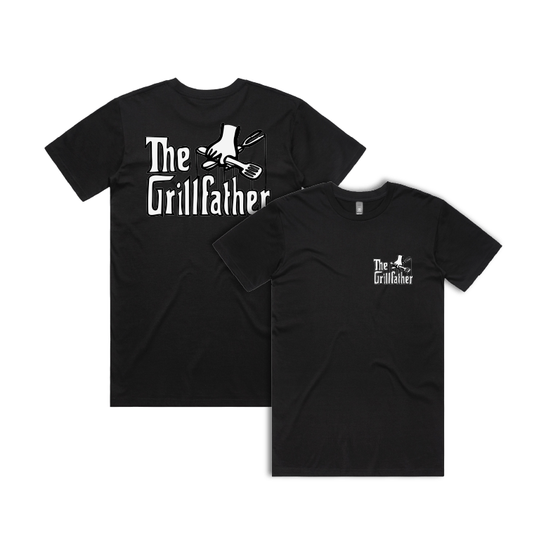 Small Front & Large Back Design / Black / S The Grillfather 🥩 - Men's T Shirt