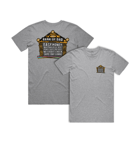 Small Front & Large Back Design / Grey / S Bank of Dad 💰 - Men's T Shirt