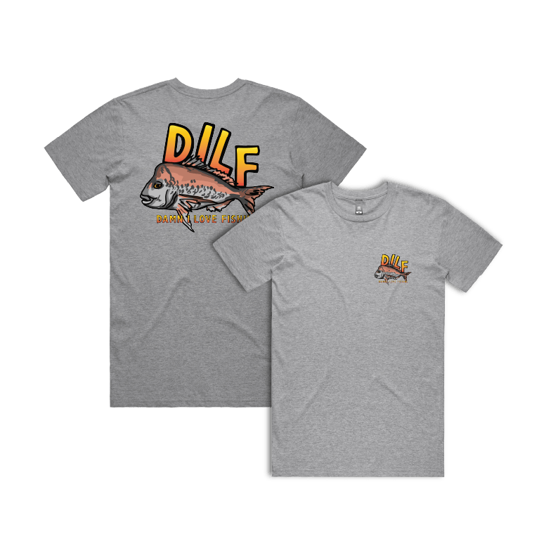Small Front & Large Back Design / Grey / S D.I.L.F 🐟 - Men's T Shirt