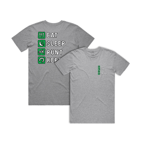 Small Front & Large Back Design / Grey / S Eat Sleep Punt Repeat 🏇 - Men's T Shirt