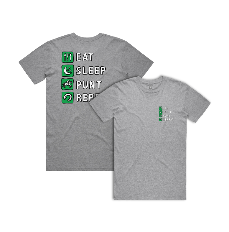 Small Front & Large Back Design / Grey / S Eat Sleep Punt Repeat 🏇 - Men's T Shirt