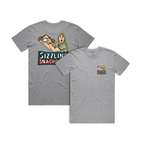 Small Front & Large Back Design / Grey / S Steve's Snaghouse 🌭 - Men's T Shirt