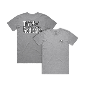 Small Front & Large Back Design / Grey / S The Rodfather 🎣 - Men's T Shirt