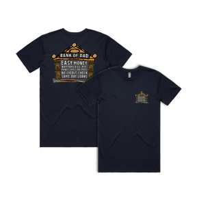 Small Front & Large Back Design / Navy / S Bank of Dad 💰 - Men's T Shirt