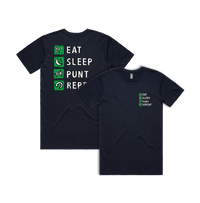 Small Front & Large Back Design / Navy / S Eat Sleep Punt Repeat 🏇 - Men's T Shirt