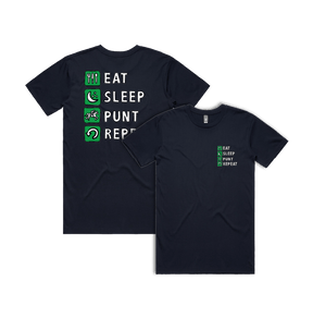 Small Front & Large Back Design / Navy / S Eat Sleep Punt Repeat 🏇 - Men's T Shirt