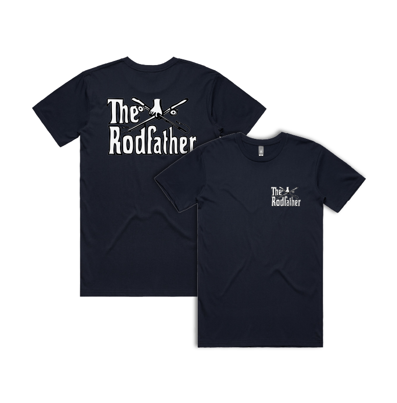Small Front & Large Back Design / Navy / S The Rodfather 🎣 - Men's T Shirt