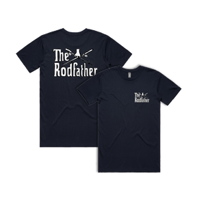 Small Front & Large Back Design / Navy / S The Rodfather 🎣 - Men's T Shirt