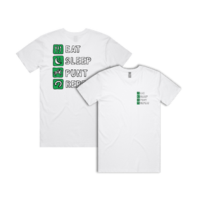 Small Front & Large Back Design / White / S Eat Sleep Punt Repeat 🏇 - Men's T Shirt