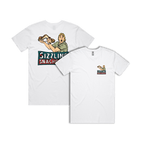 Small Front & Large Back Design / White / S Steve's Snaghouse 🌭 - Men's T Shirt