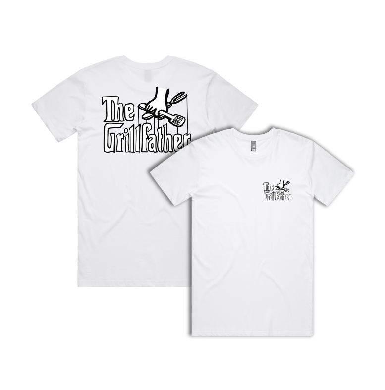 Small Front & Large Back Design / White / S The Grillfather 🥩 - Men's T Shirt