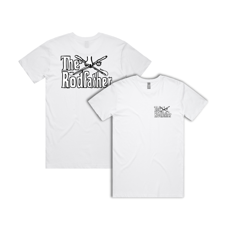 Small Front & Large Back Design / White / S The Rodfather 🎣 - Men's T Shirt