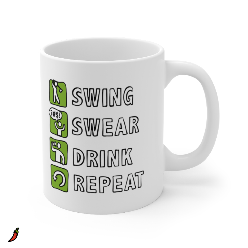 Swing Swear Drink Repeat 🏌 – Coffee Mug
