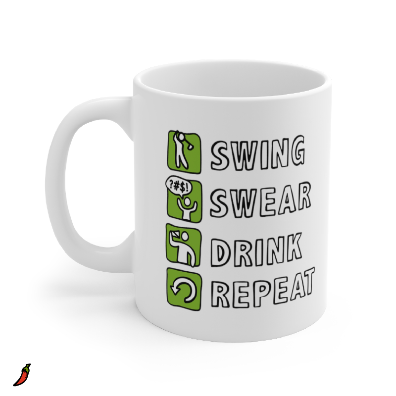 Swing Swear Drink Repeat 🏌 – Coffee Mug