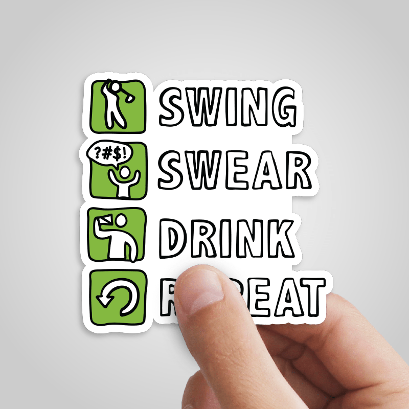 Swing Swear Drink Repeat 🏌 – Sticker