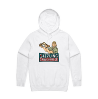 White / Large Front Print / S Steve's Snaghouse 🌭 - Unisex Hoodie