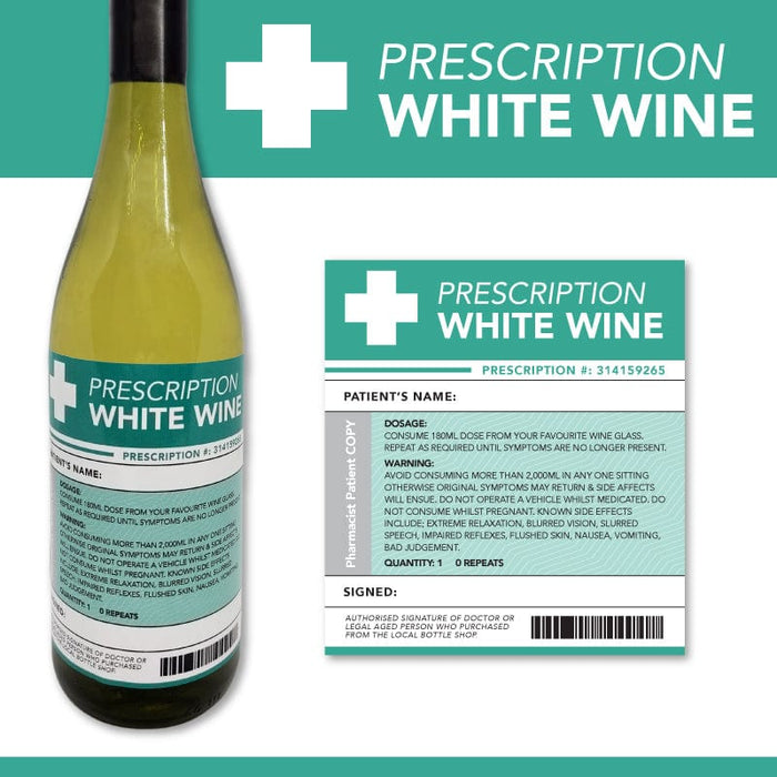 White Wine Label Prescription Wine Bottle Labels 🍷 -  Sticker