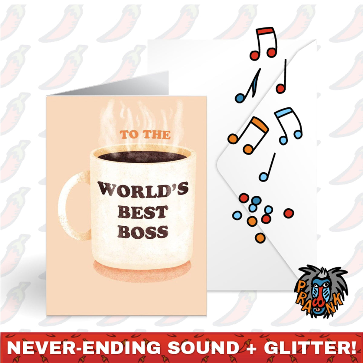 WORLD'S BEST BOSS 💼🔊 - JOKER GREETING PRANK CARD (GLITTER + SOUND)