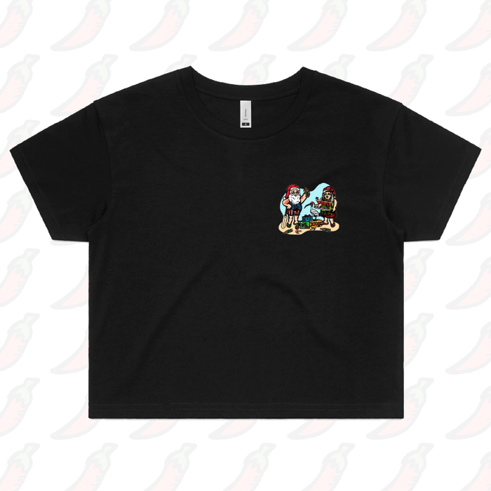 XS / Black Aussie Christmas 🍤🍺 - Women's Crop Top