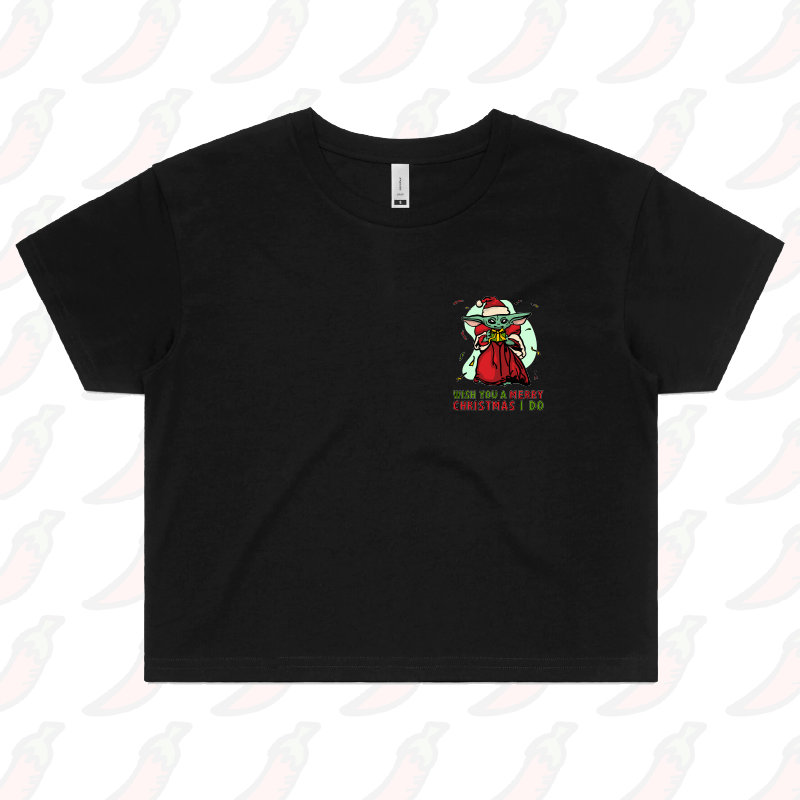 XS / Black Baby Yoda Christmas 👶🎄- Women's Crop Top