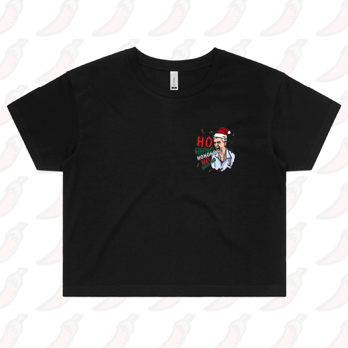 XS / Black Barking Dog Man Christmas 🗣️🎄 - Women's Crop Top