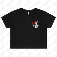 XS / Black Barking Dog Man Christmas 🗣️🎄 - Women's Crop Top