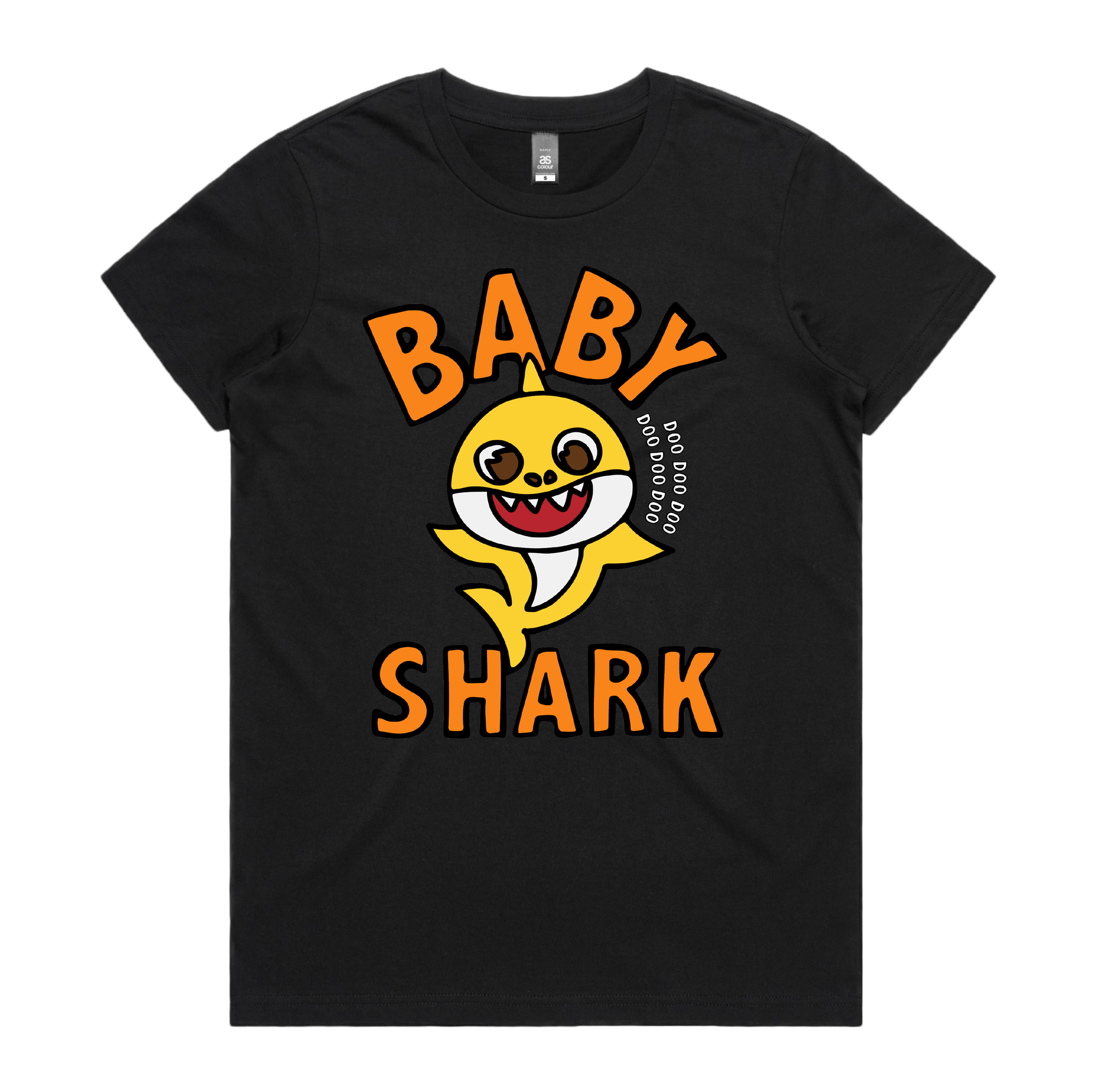 XS / Black / Large Front Design Baby Shark 🦈 - Women's T Shirt