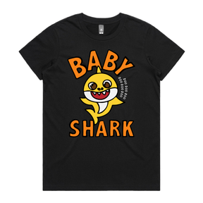 XS / Black / Large Front Design Baby Shark 🦈 - Women's T Shirt