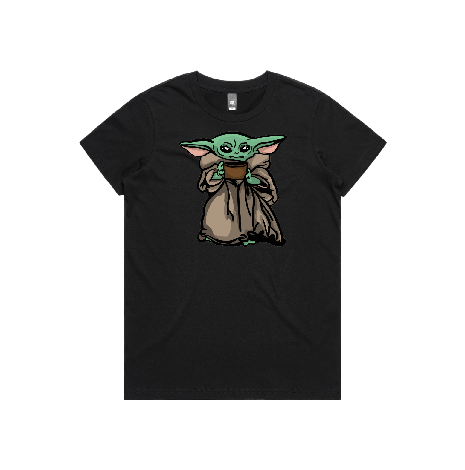 XS / Black / Large Front Design Baby Yoda 👶 - Women's T Shirt
