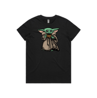 XS / Black / Large Front Design Baby Yoda 👶 - Women's T Shirt