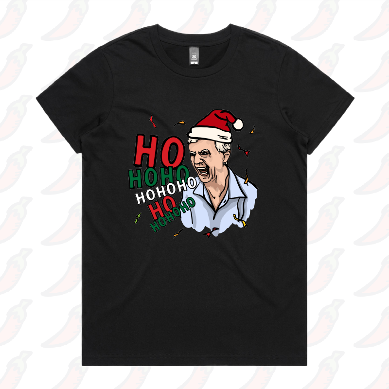 XS / Black / Large Front Design Barking Dog Man Christmas 🗣️🎄 - Women's T Shirt