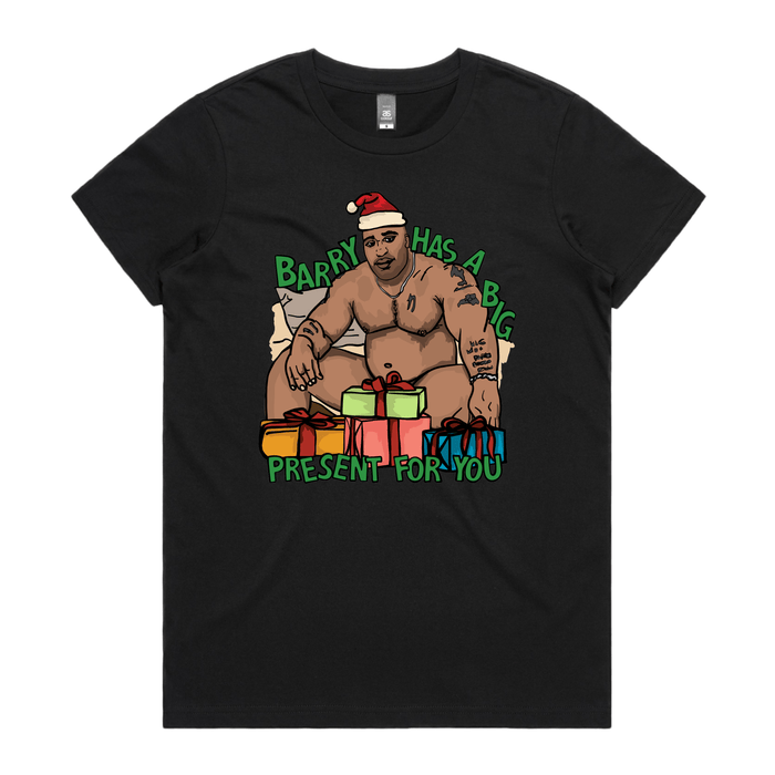 XS / Black / Large Front Design Big Barry Christmas 🍆🎄- Women's T Shirt