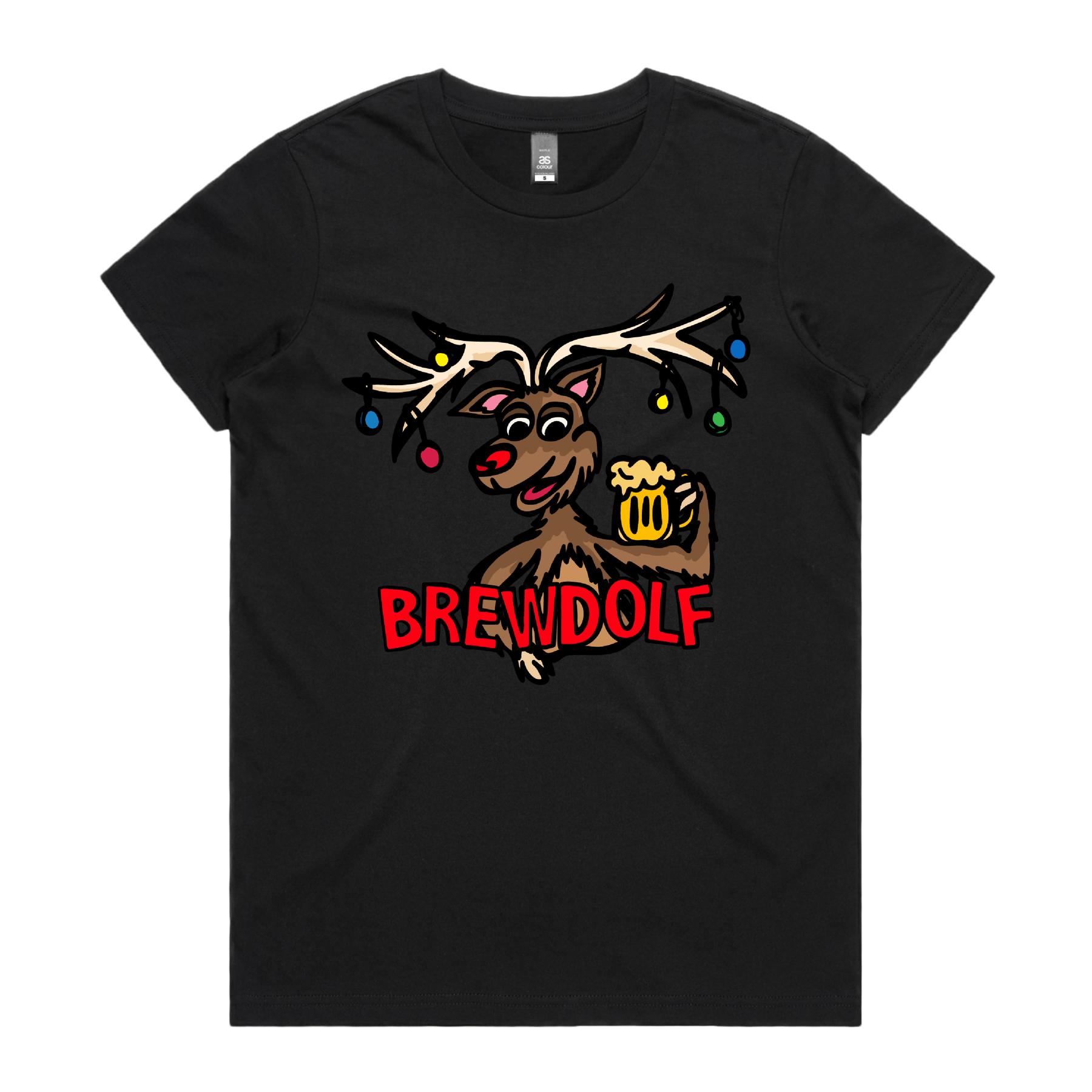 XS / Black / Large Front Design Brewdolf 🦌 – Women's T Shirt