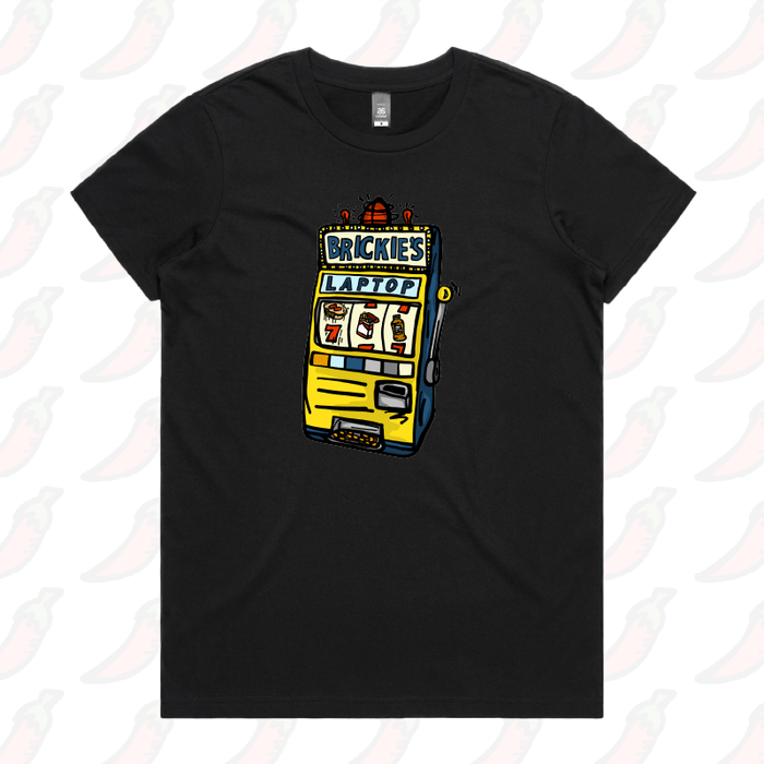 XS / Black / Large Front Design Brickie’s Laptop 🎰 -  Women's T Shirt