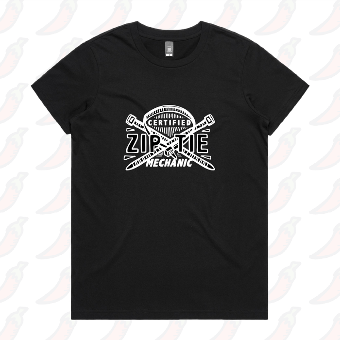 XS / Black / Large Front Design Certified Ziptie Mechanic 🔧 – Women's T Shirt