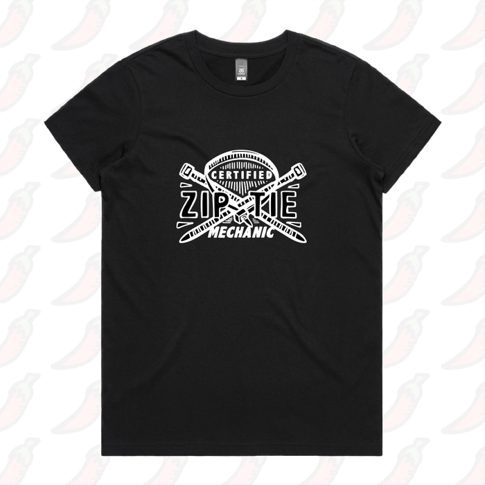 XS / Black / Large Front Design Certified Ziptie Mechanic 🔧 – Women's T Shirt