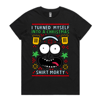 XS / Black / Large Front Design Christmas Morty – Women's T Shirt