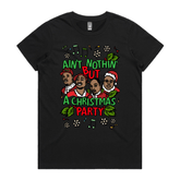 XS / Black / Large Front Design Christmas Rapping 🎵🎁 – Women's T Shirt