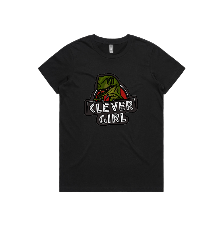 XS / Black / Large Front Design Clever Girl 🦖 - Women's T Shirt