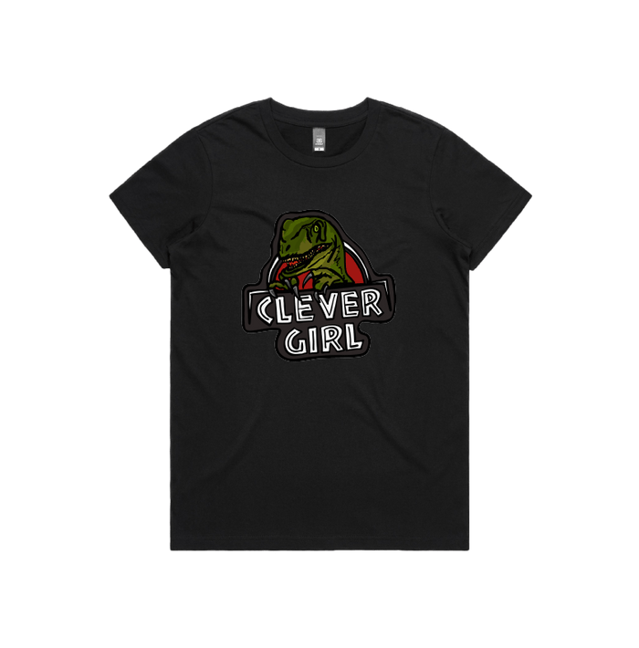 XS / Black / Large Front Design Clever Girl 🦖 - Women's T Shirt