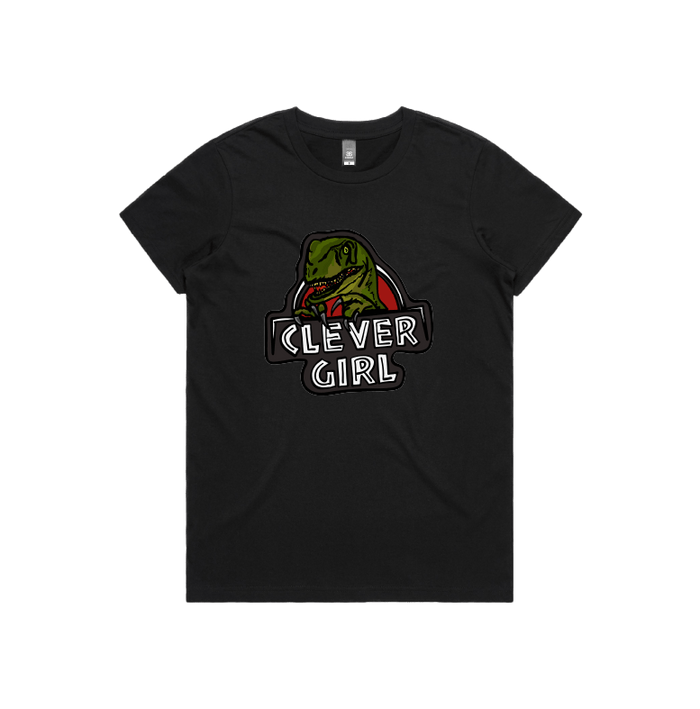 XS / Black / Large Front Design Clever Girl 🦖 - Women's T Shirt