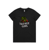 XS / Black / Large Front Design Clever Girl 🦖 - Women's T Shirt