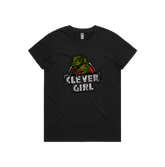 XS / Black / Large Front Design Clever Girl 🦖 - Women's T Shirt