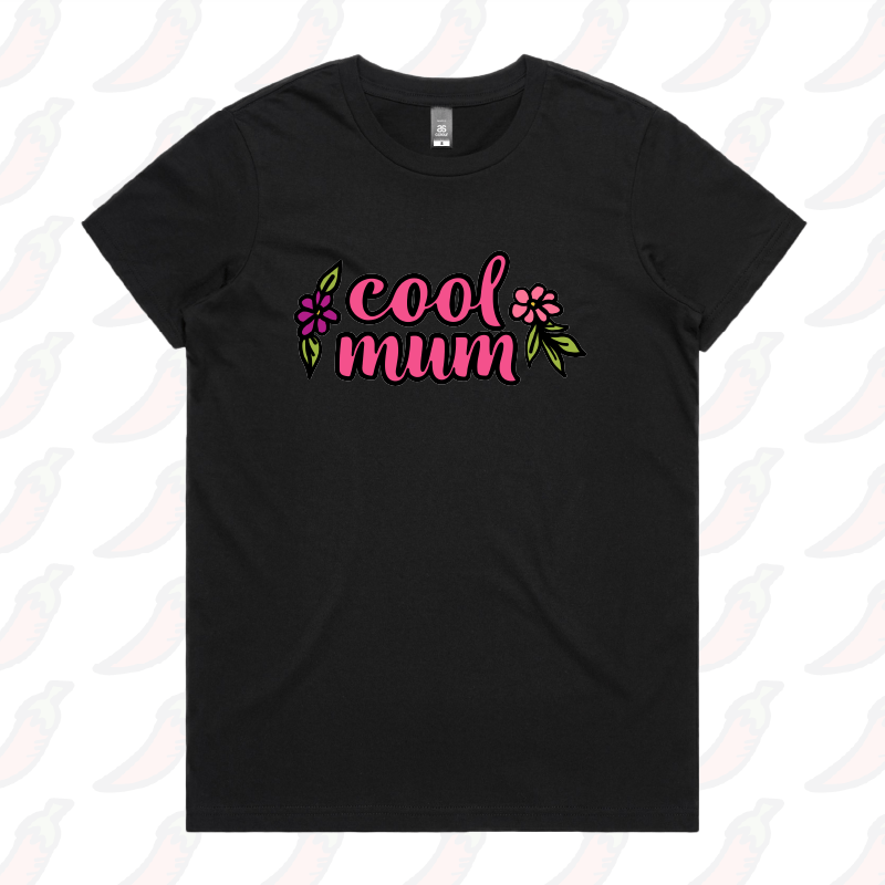 XS / Black / Large Front Design Cool Mum 🌷– Women's T Shirt