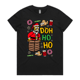 XS / Black / Large Front Design Doh Ho Ho 🎅🍩 – Women's T Shirt