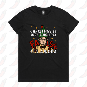 XS / Black / Large Front Design Dwight Christmas 👩‍🌾🎄- Women's T Shirt