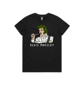 XS / Black / Large Front Design Elvis Parsley 🌿 - Women's T Shirt