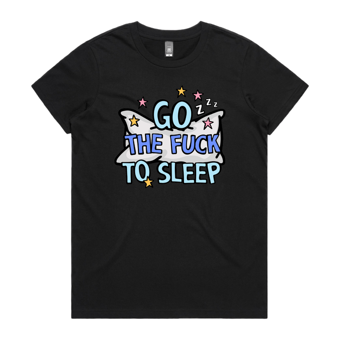 XS / Black / Large Front Design Go The F To Sleep 🤬💤 – Women's T Shirt