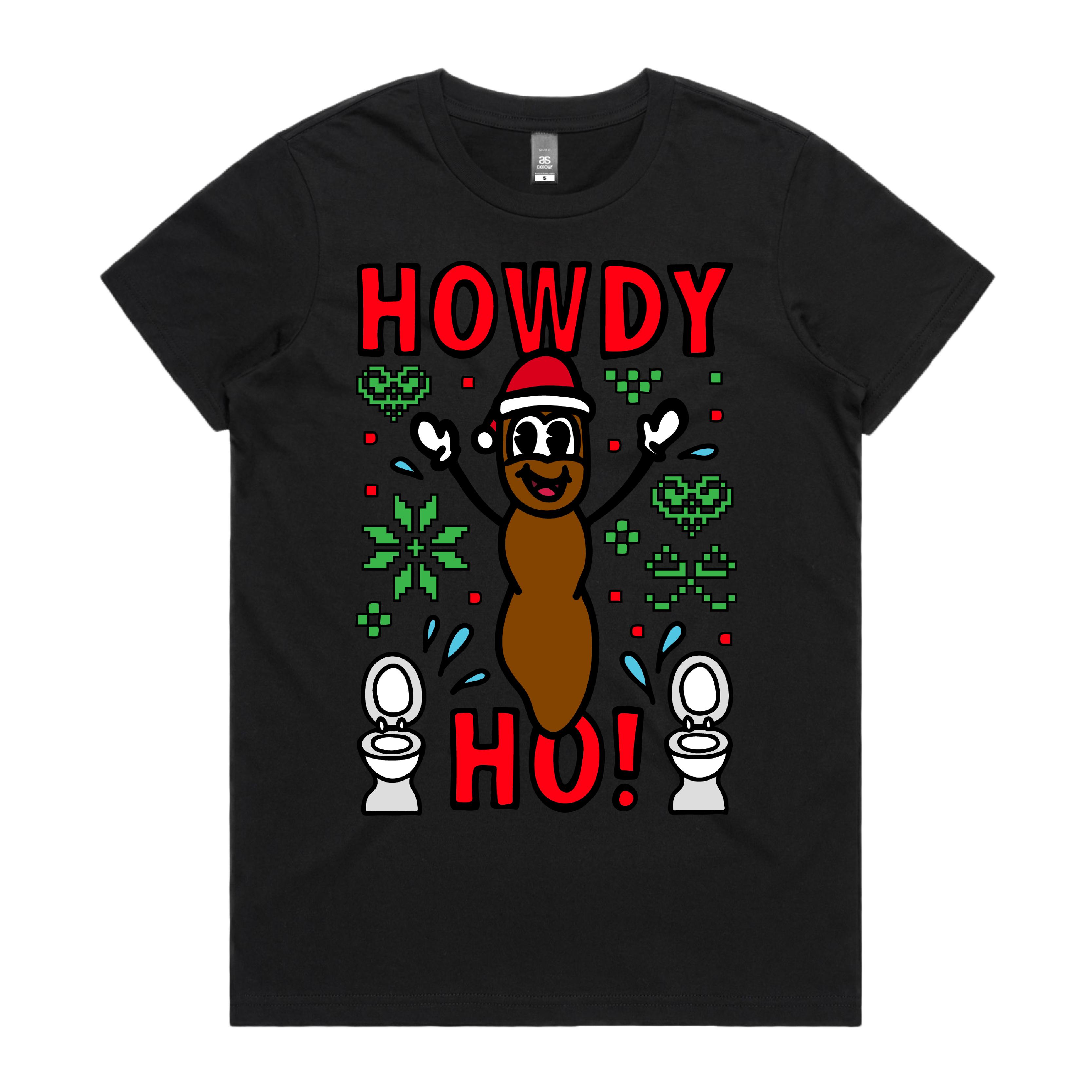 XS / Black / Large Front Design Howdy Ho 💩🎅 – Women's T Shirt