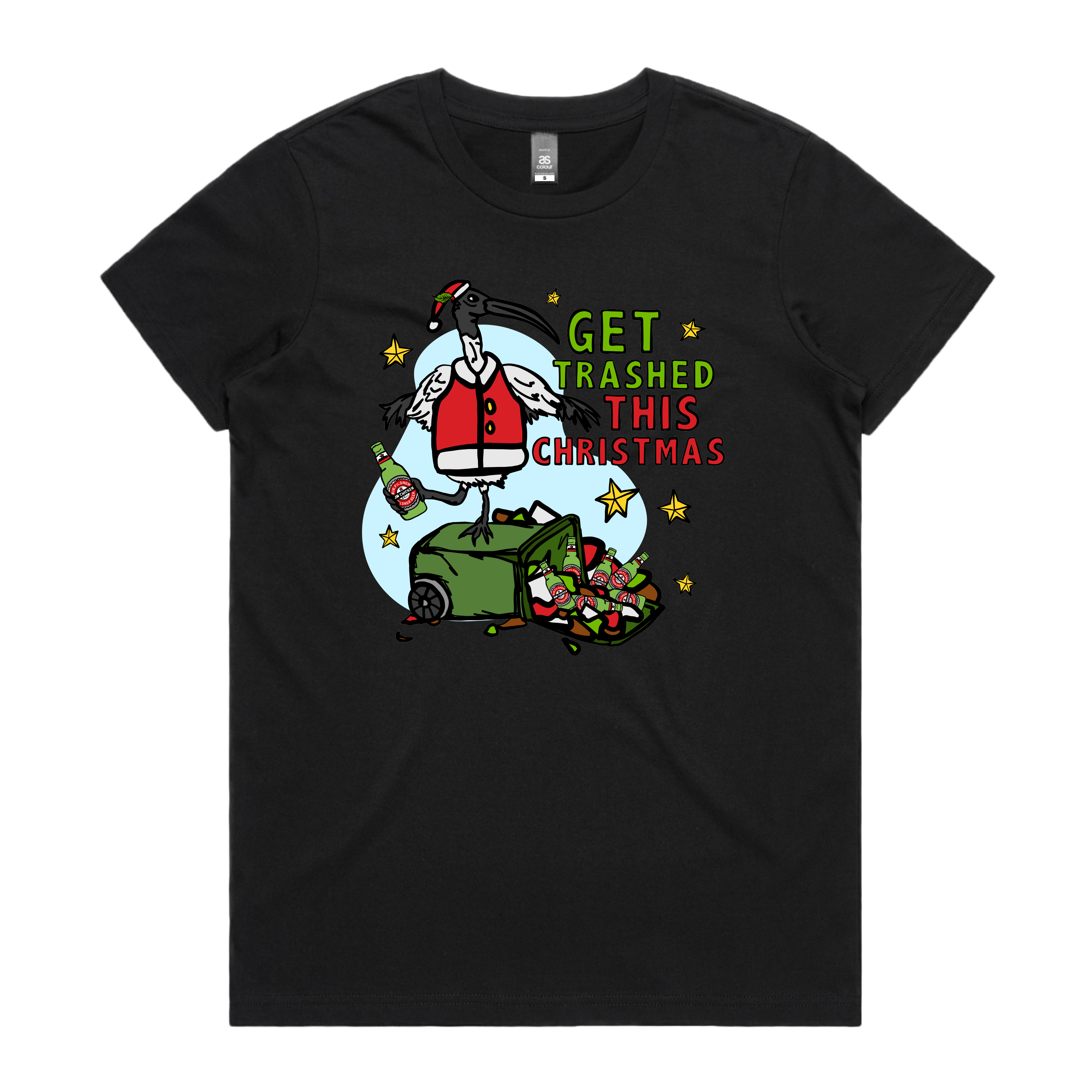 XS / Black / Large Front Design Ibis Christmas 🗑️🎄- Women's T Shirt